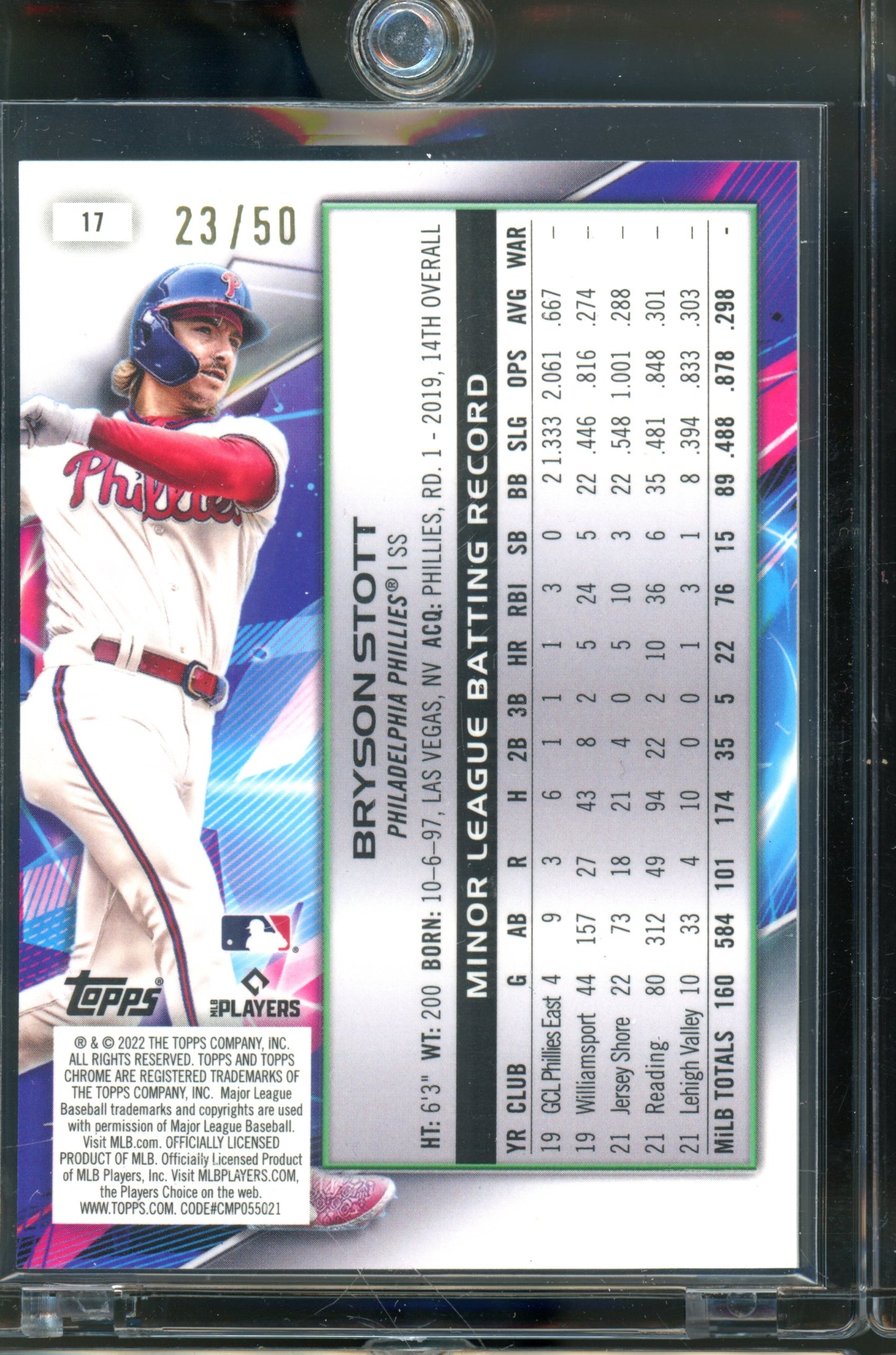 2022 Cosmic Chrome Bryson Stott Gold /50