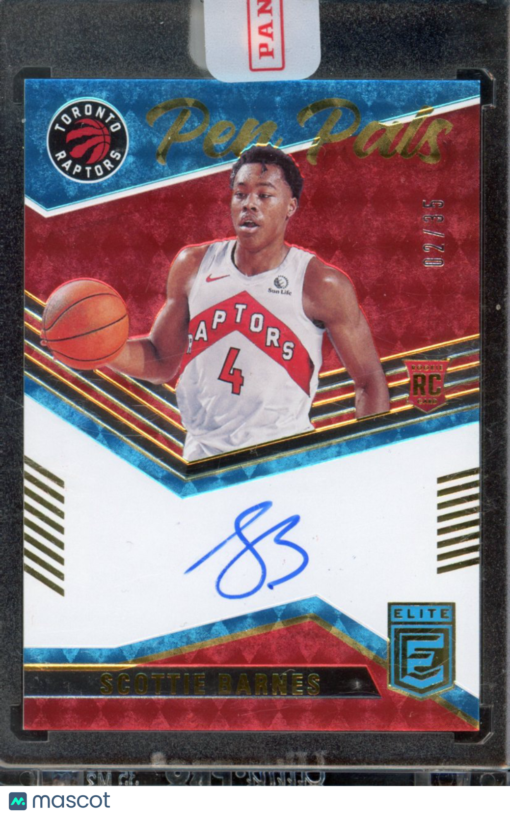 2021 Donruss Elite Scottie Barnes Pen Pals Blue Auto /35 RC