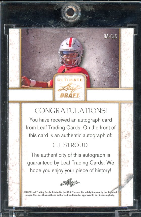 2022 Leaf Ultimate Draft CJ Stroud Rookie Auto /99