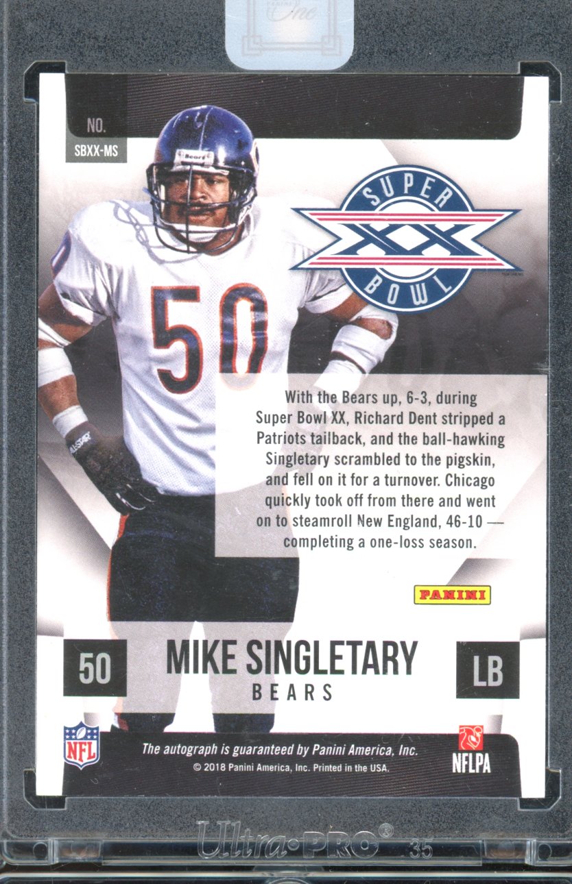 2018 Panini One Mike Singletary Super Bowl Auto