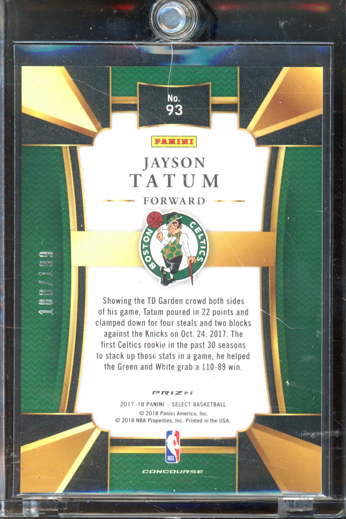 2017 Select Jayson Tatum Maroon 180/199 RC