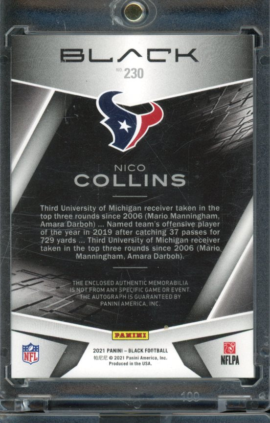 2021 Black Nico Collins Rookie Patch Auto /199