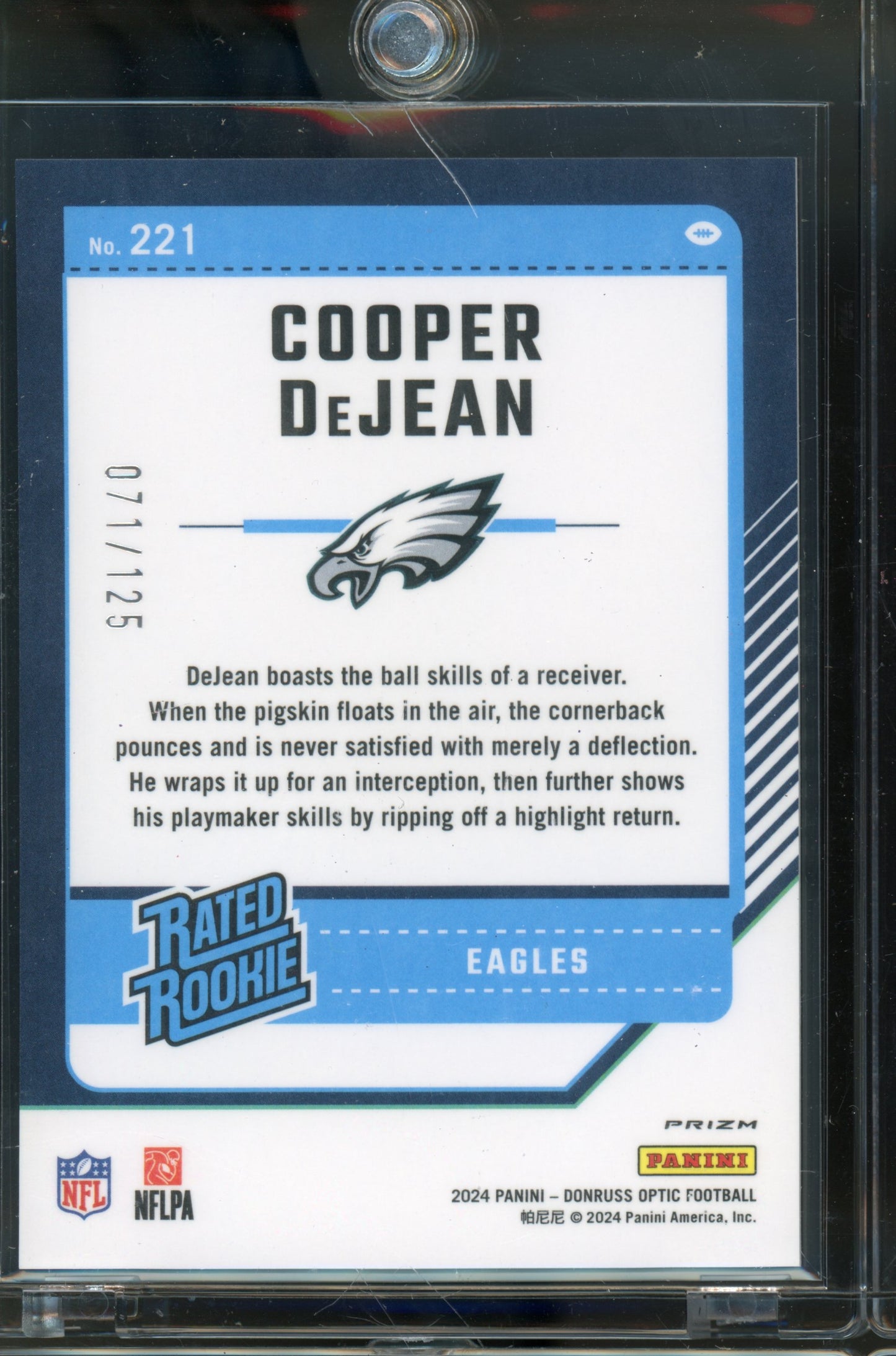 2024 Optic Cooper DeJean Rated Rookie Red /125 RC