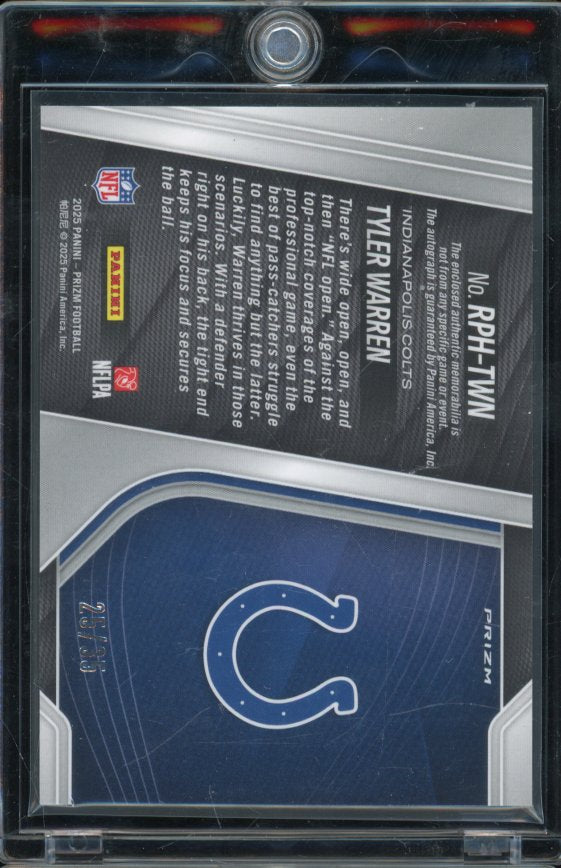 2025 Prizm Tyler Warren Red Shimmer Rookie Patch Auto /35