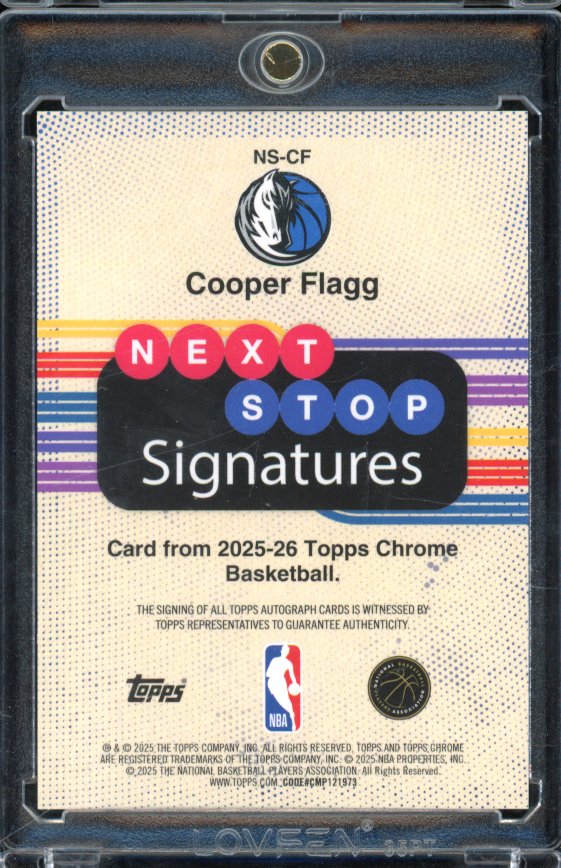 2025-26 Topps Chrome Cooper Flagg Next Stop Rookie Auto