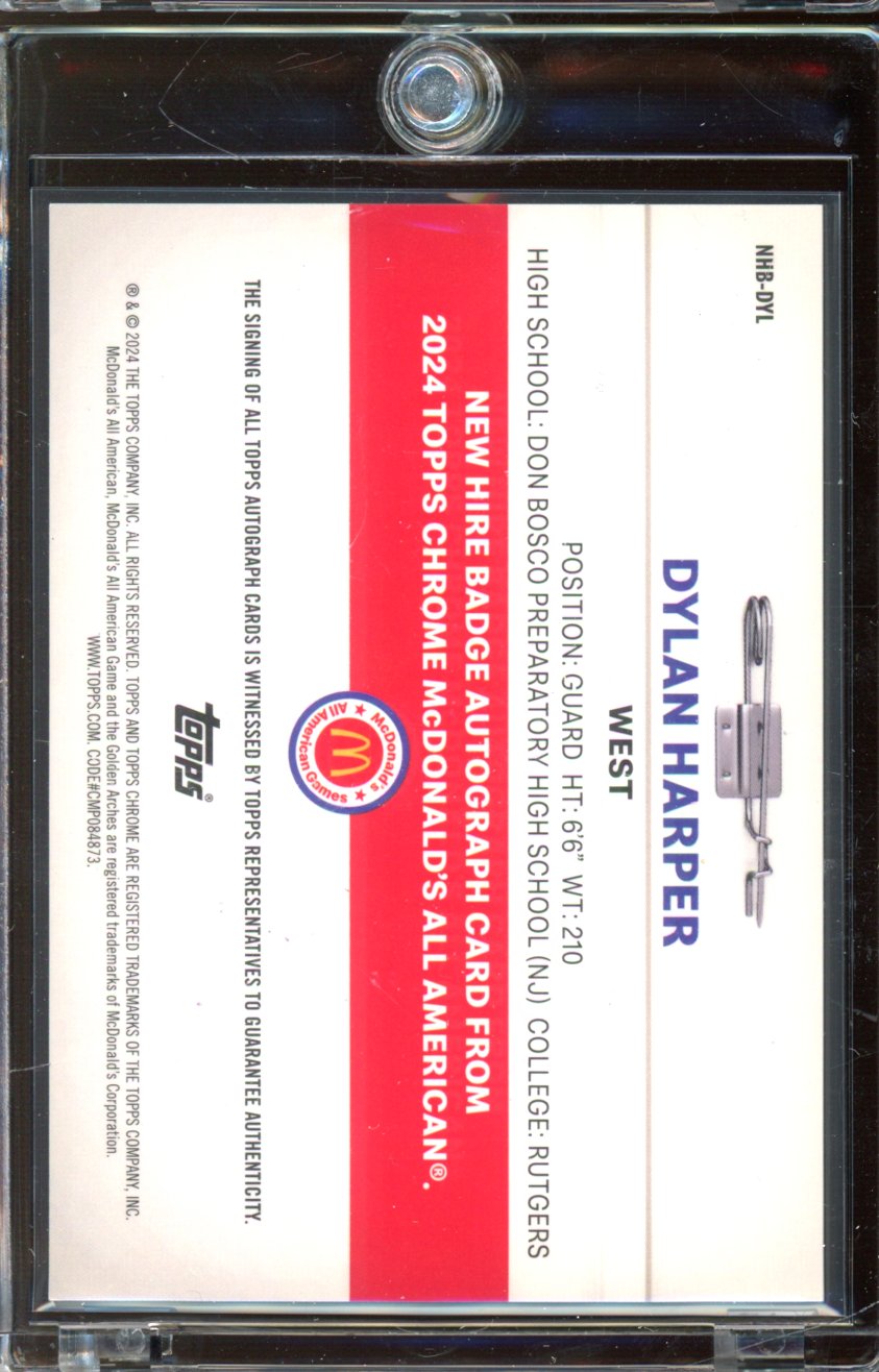 2024 Topps Mcdonalds Dylan Harper New Hire Auto /25