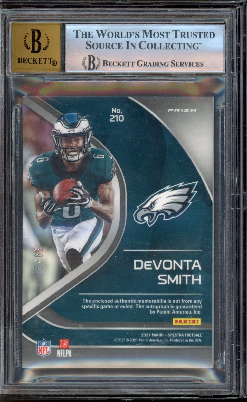 2021 Spectra Devonta Smith Rookie Patch Auto /99 BGS 9/10