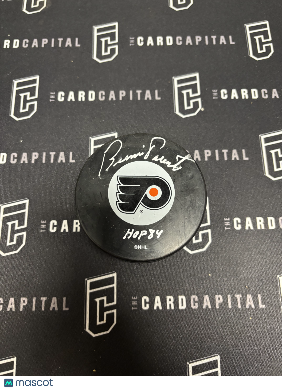 Bernie Parent Signed Flyers Puck JSA "HOF 84"