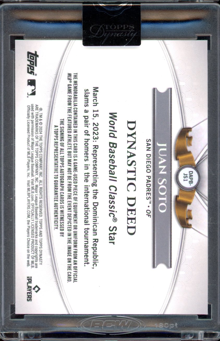 2024 Topps Dynasty Juan Soto Patch Auto /5 Game Used