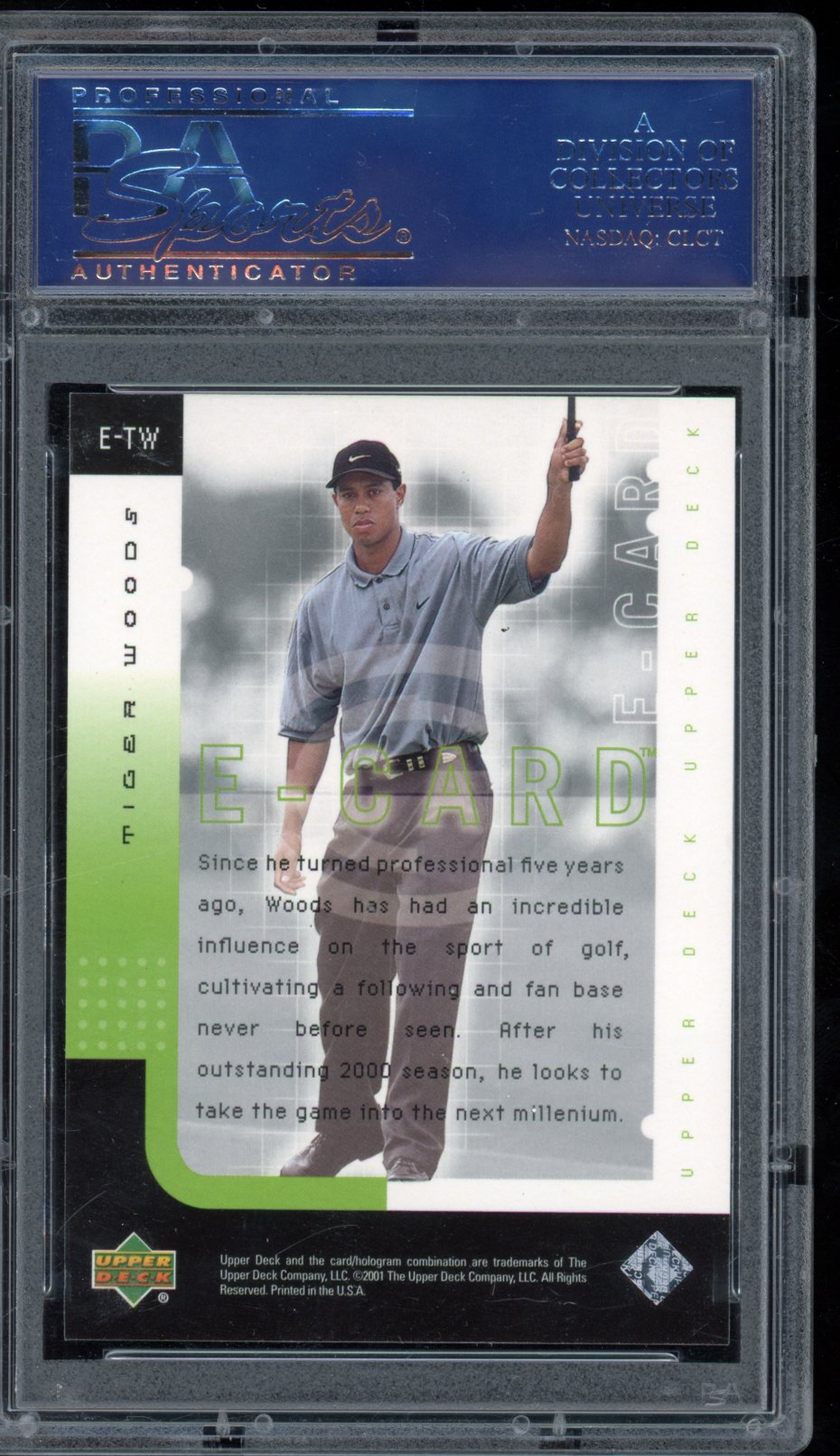 2001 Upper Deck Tiger Woods Digital ecard Rookie PSA 10