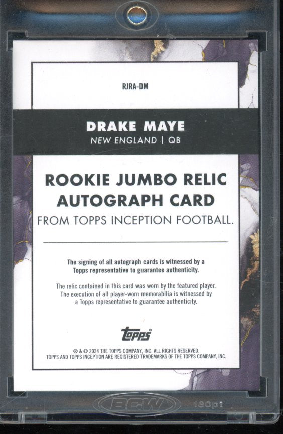 2024 Topps Inception Drake Maye Rookie Patch Auto /25