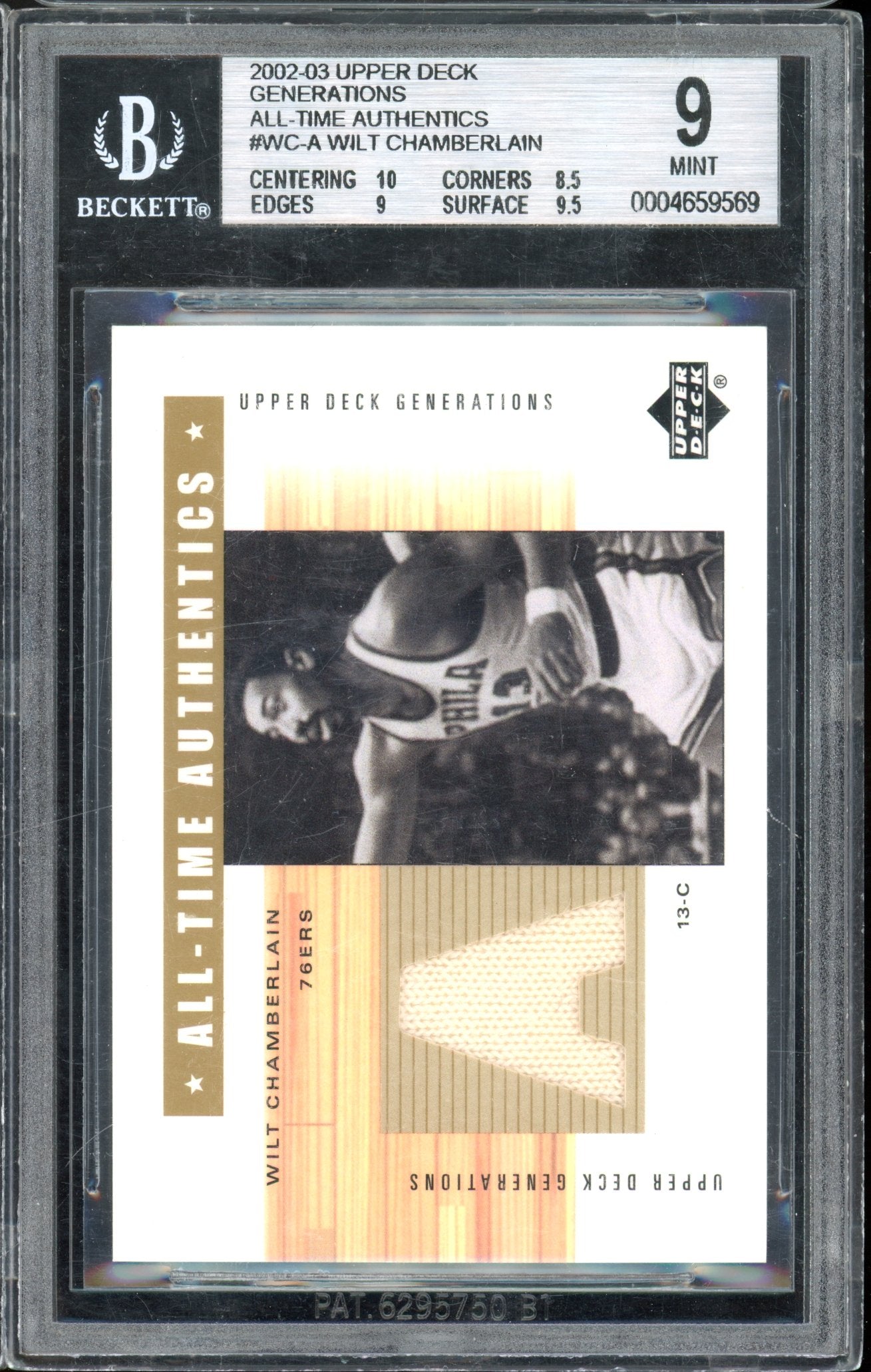 2002 Upper Deck Generations Wilt Chamberlain Jersey BGS 9