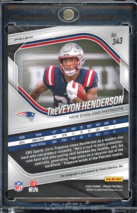 2025 Prizm Treveyon Henderson Silver Rookie Auto