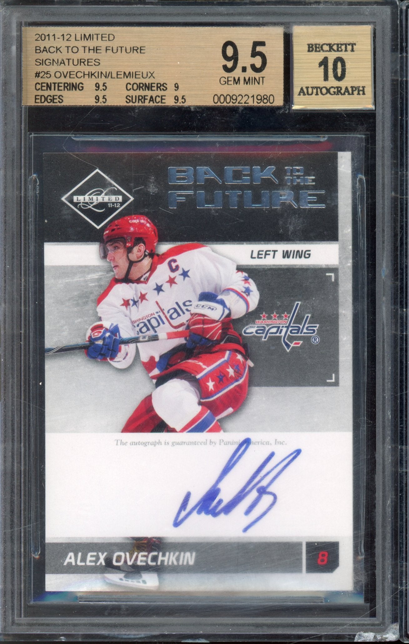 2011 Limited Alex Ovechkin Mario Lemieux Dual Auto 14/25 BGS 9.5 AUTO 10 RARE
