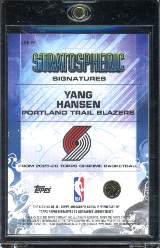 2025-26 Topps Chrome Yang Hansen Purple Chrome Stratospheric Auto /75