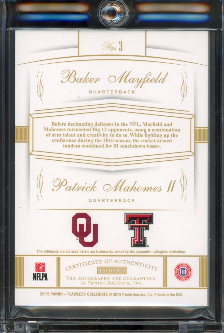 2019 Flawless Baker Mayfield Patrick Mahomes II Gold Dual Auto /10