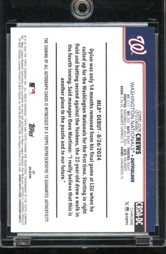 2025 Topps Chrome Dylan Crews Gold Wave Rookie Auto /50