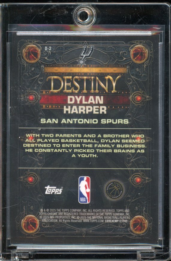 2025-26 Topps Chrome Dylan Harper Destiny Gold Rookie /50
