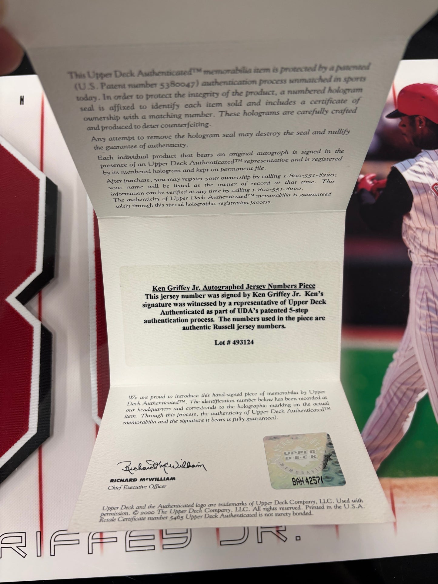 Ken Griffey Jr Signed Number Pieces UDA W/ Original COA