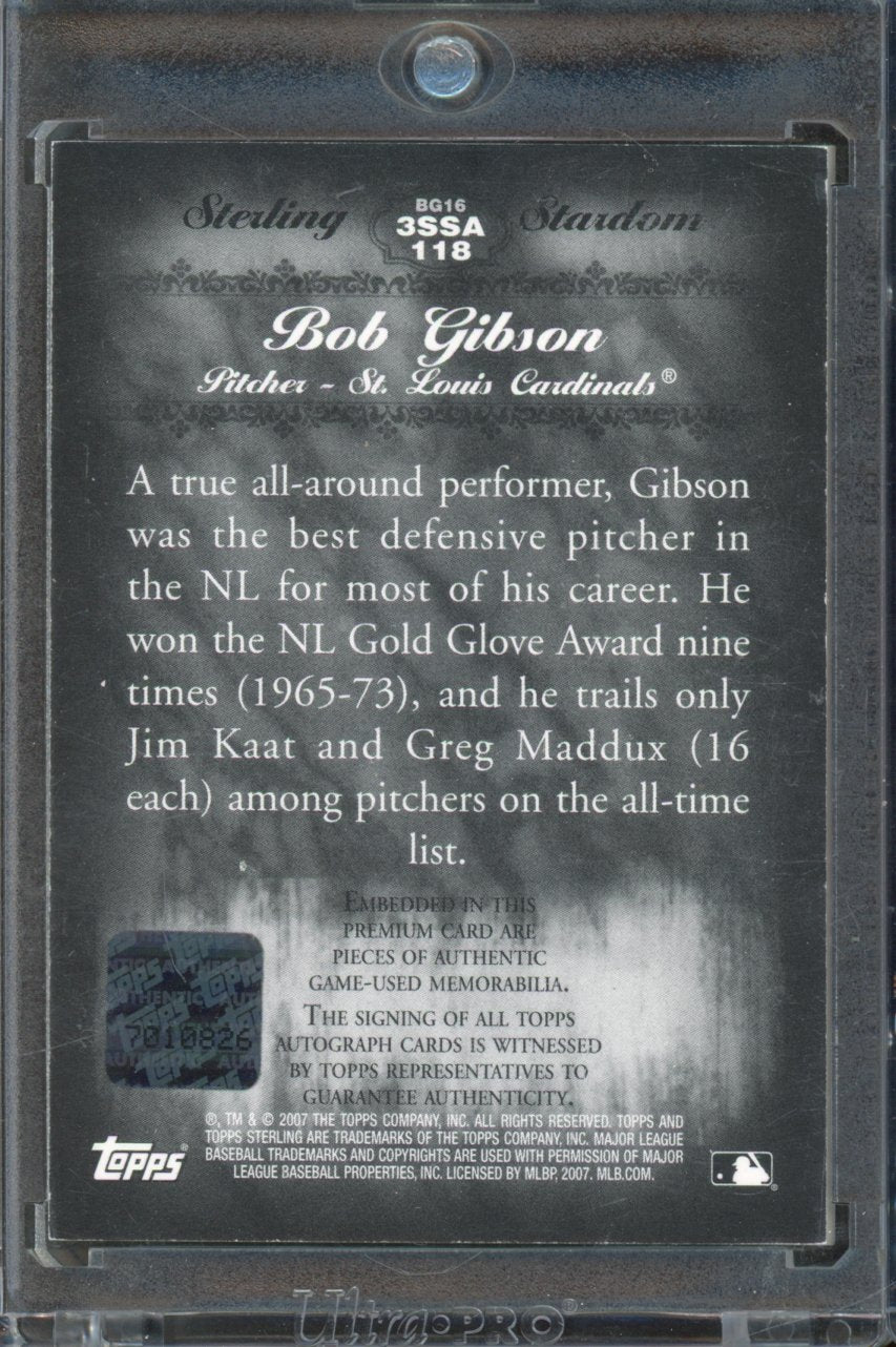2007 Topps Sterling Bob Gibson Patch Auto /10 GU