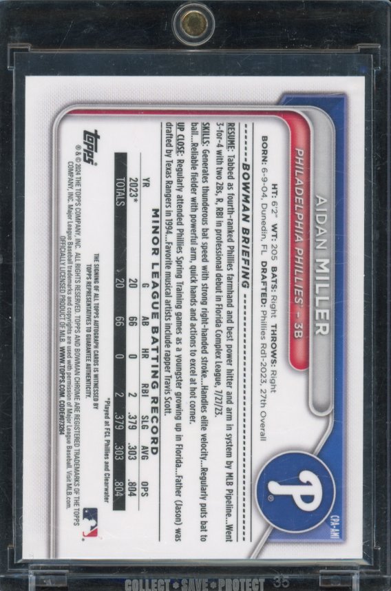 2024 Bowman Chrome Aidan Miller 1st Auto