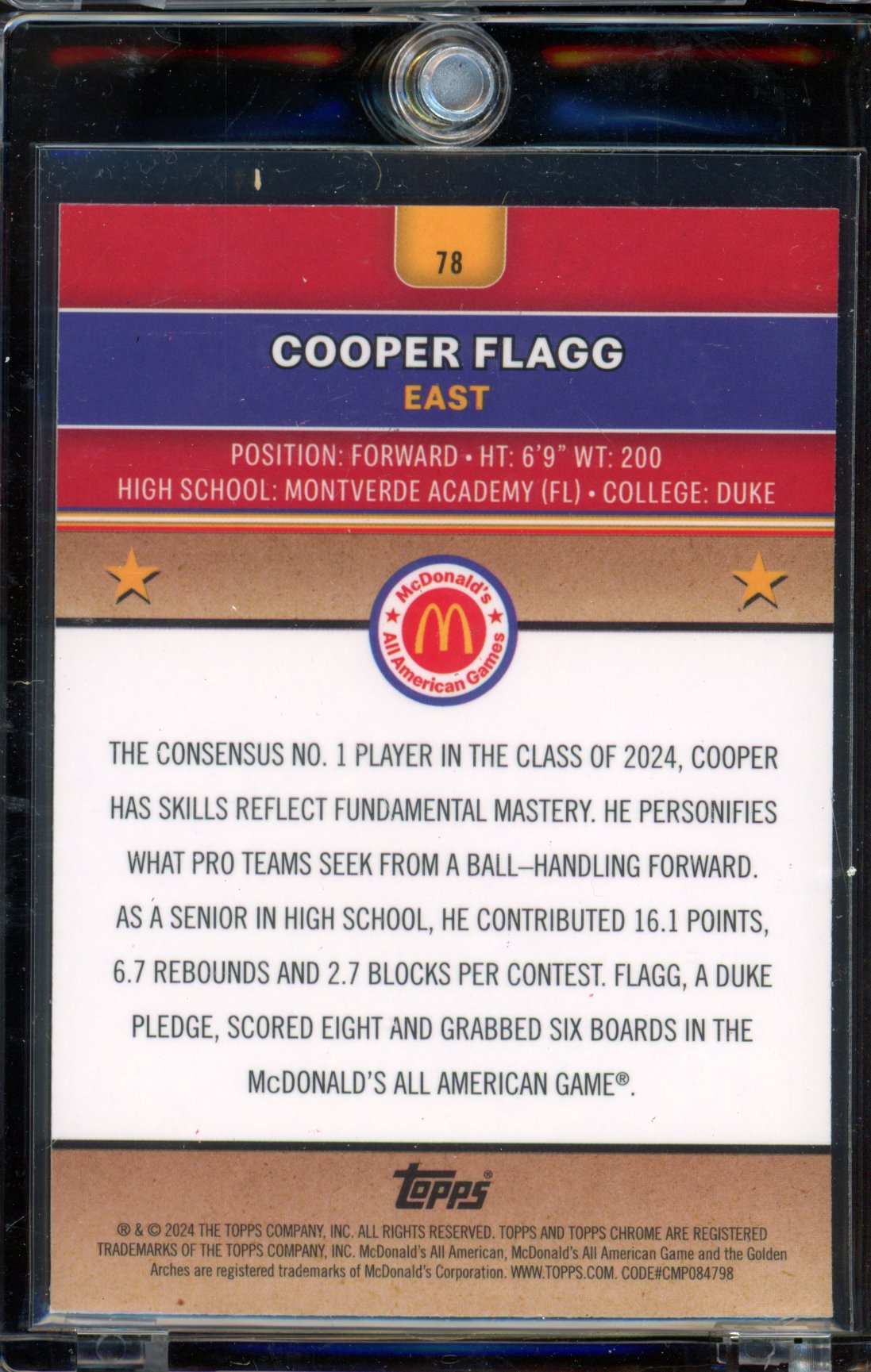 2024 McDonald's Chrome Cooper Flagg Red Lava 110/125