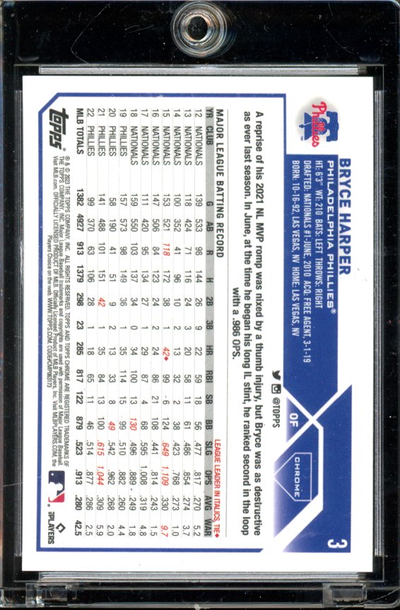 2023 Topps Chrome Bryce Harper Image Variation /99 Green Sp