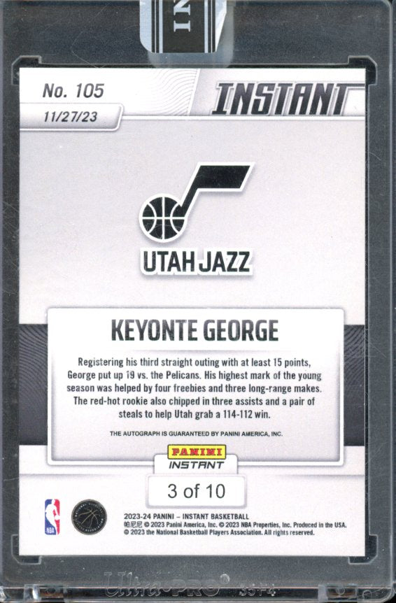 2023-24 Panini Instant Keyonte George Rookie Auto /10