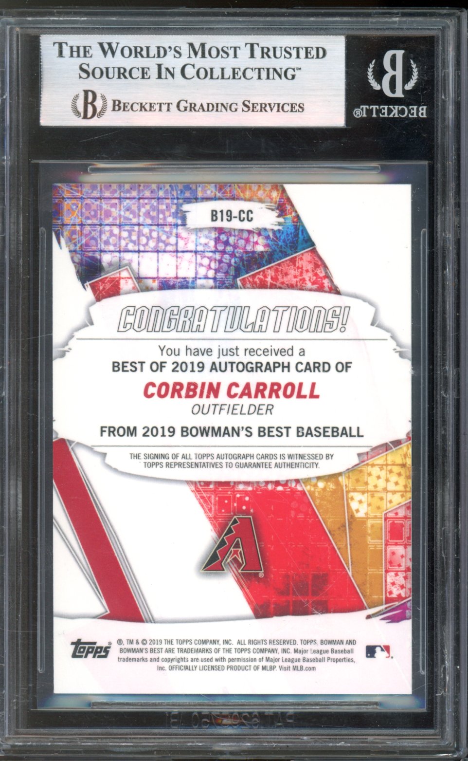 2019 Bowman's Best Corbin Carroll Rookie Auto BGS 9