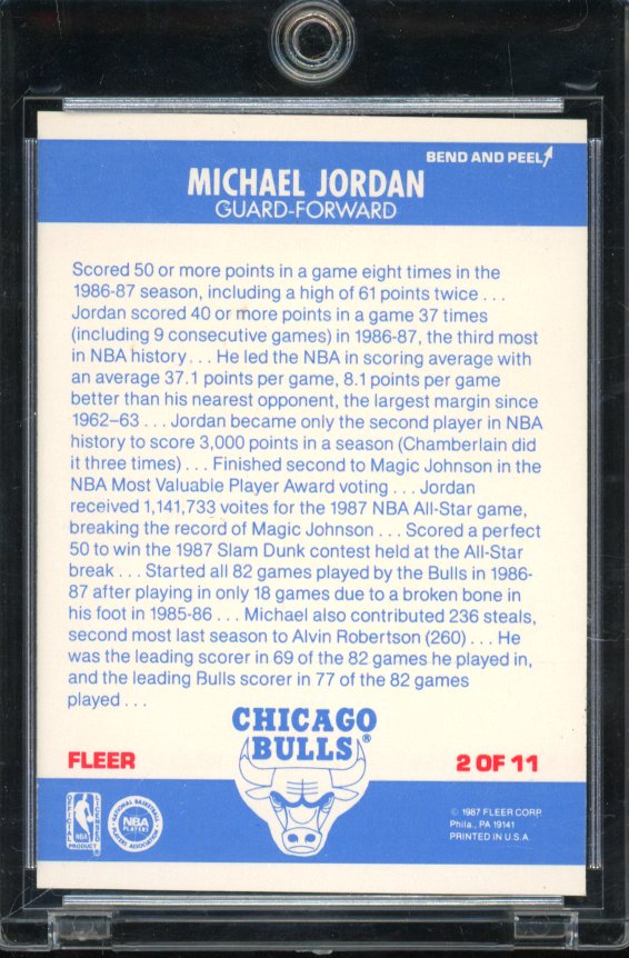 1987-88 Fleer Sticker Michael Jordan Altered