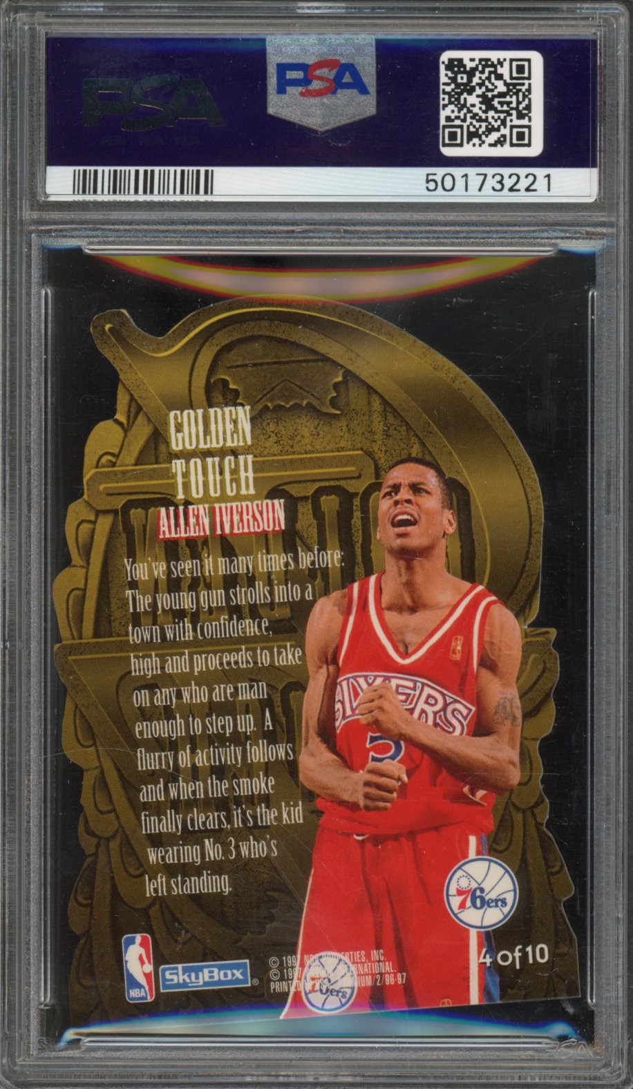 1996 Skybox Premium Allen Iverson Golden Touch Die-Cut PSA 9 RC