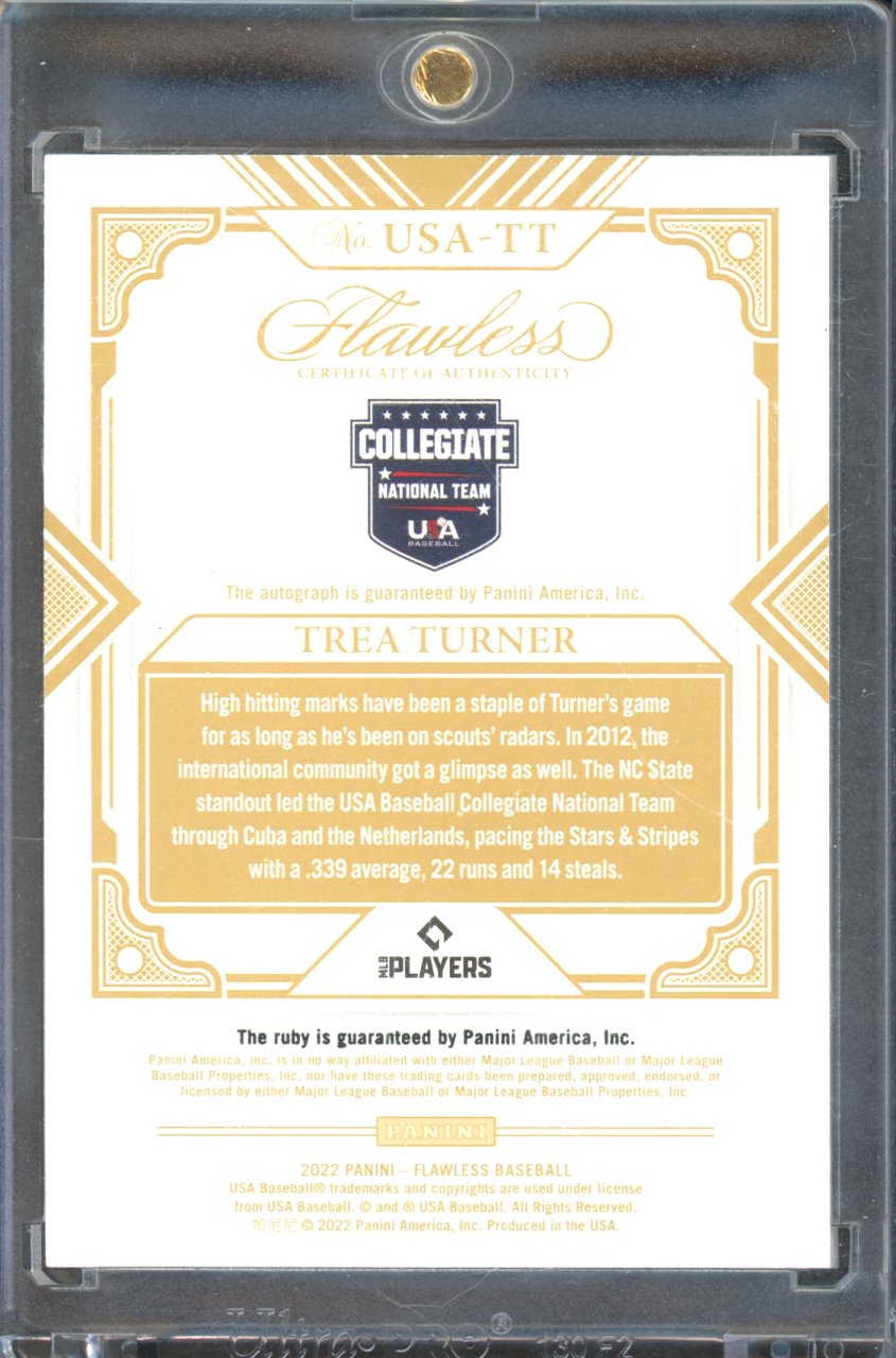 2022 Flawless Trea Turner USA Baseball Auto 1/20
