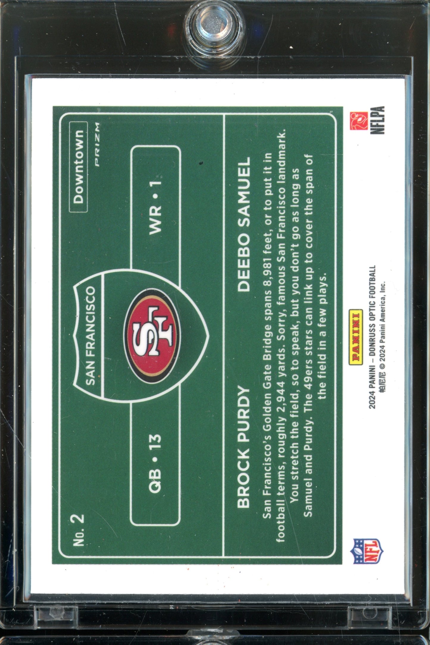 2024 Donruss Optic Brock Purdy Deebo Samuel Dual Downtown