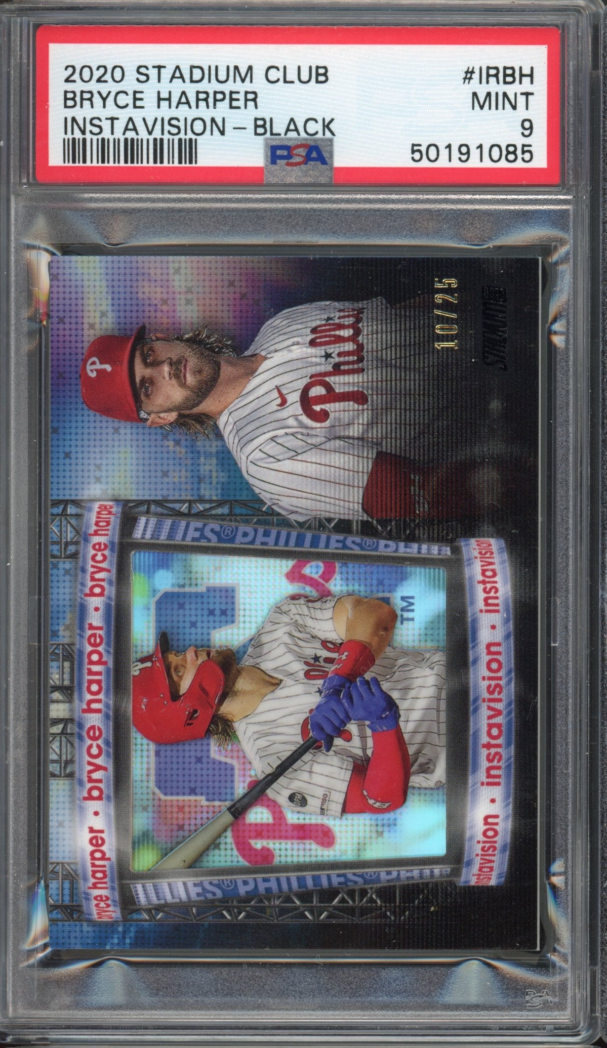 2020 Stadium Club Bryce Harper Instavision Black 10/25 PSA 9