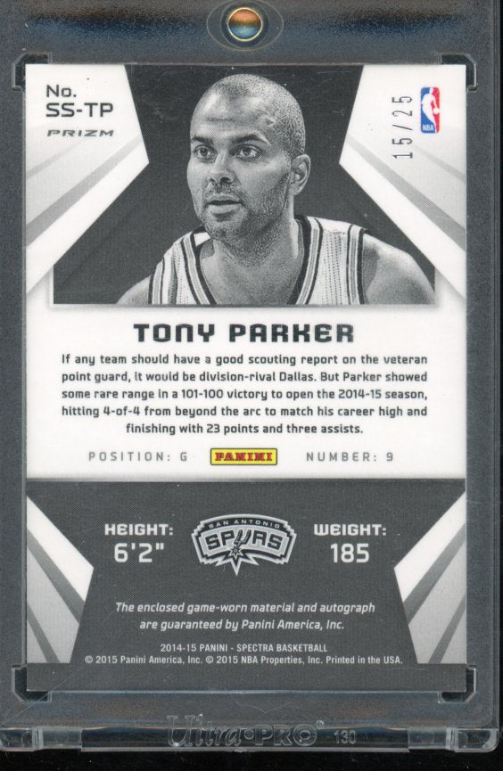 2014-15 Spectra Tony Parker GU Patch Auto /25