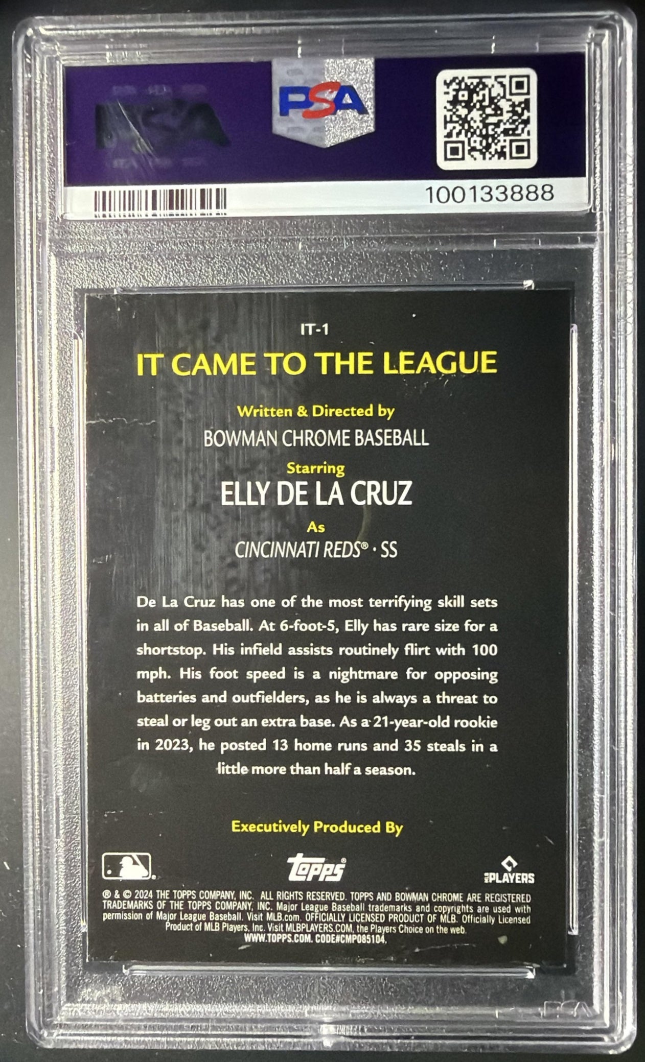 2024 Bowman Chrome Elly De La Cruz #IT-1 It Came to the League RC PSA 10