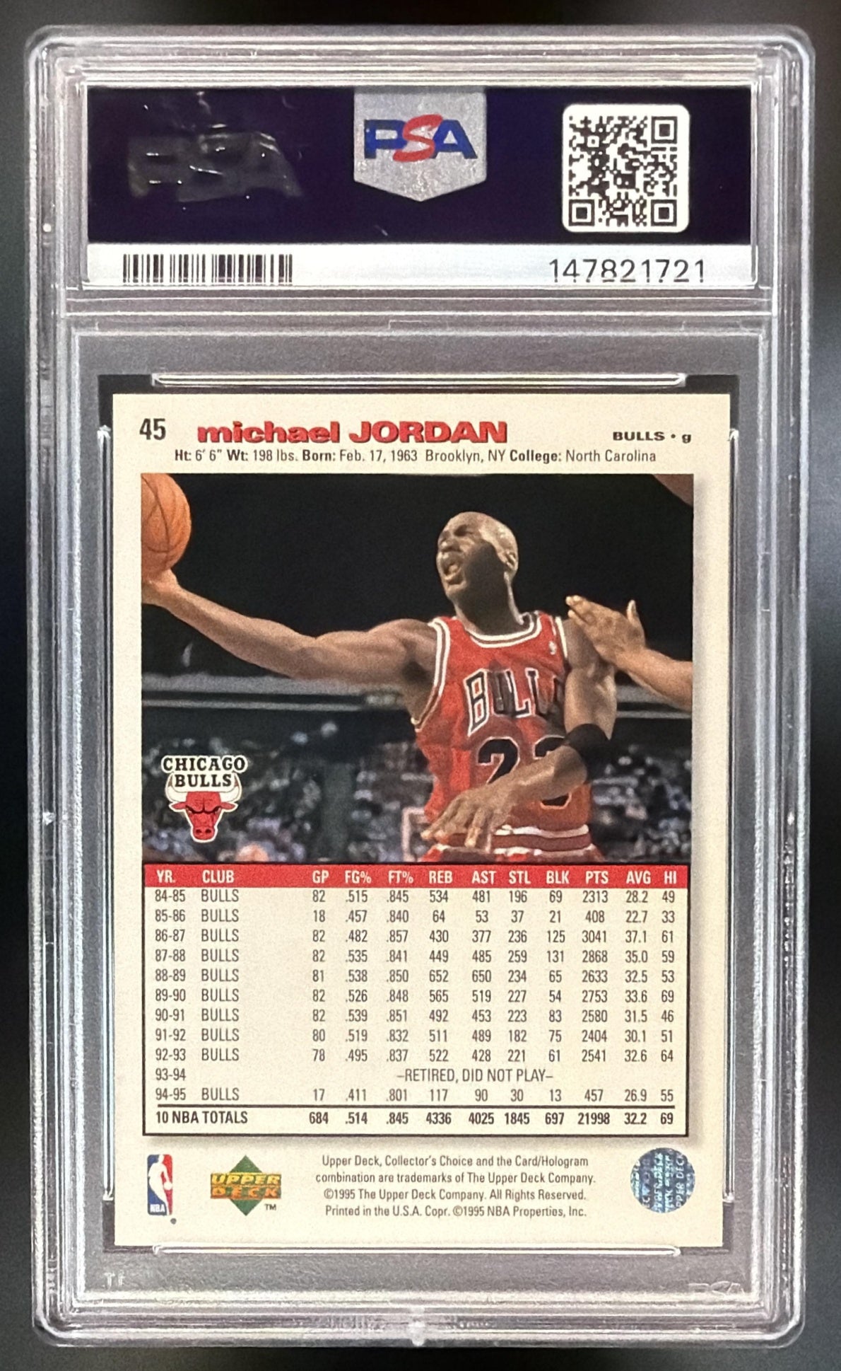 1995-96 Upper Deck Collector's Choice Michael Jordan #45 Player's Club PSA 10