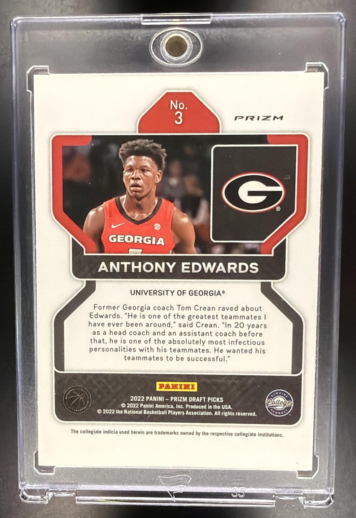 2022-23 Panini Prizm Draft Picks Anthony Edwards #3 Venom Snakeskin