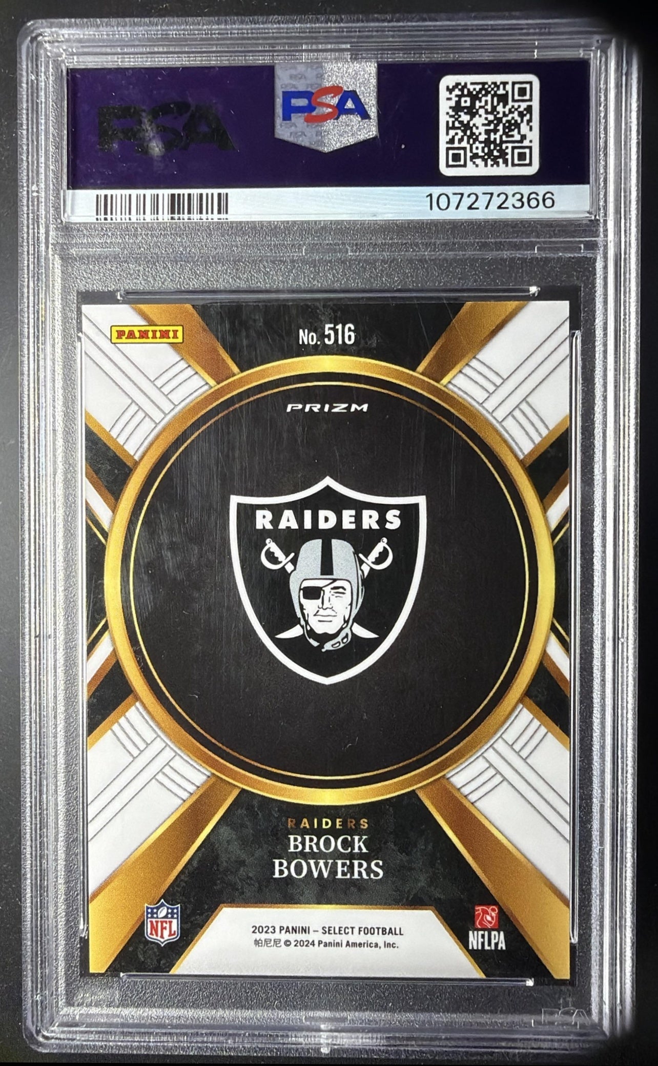 2023 Panini Select Brock Bowers #516 Silver Prizms RC XRC PSA 9