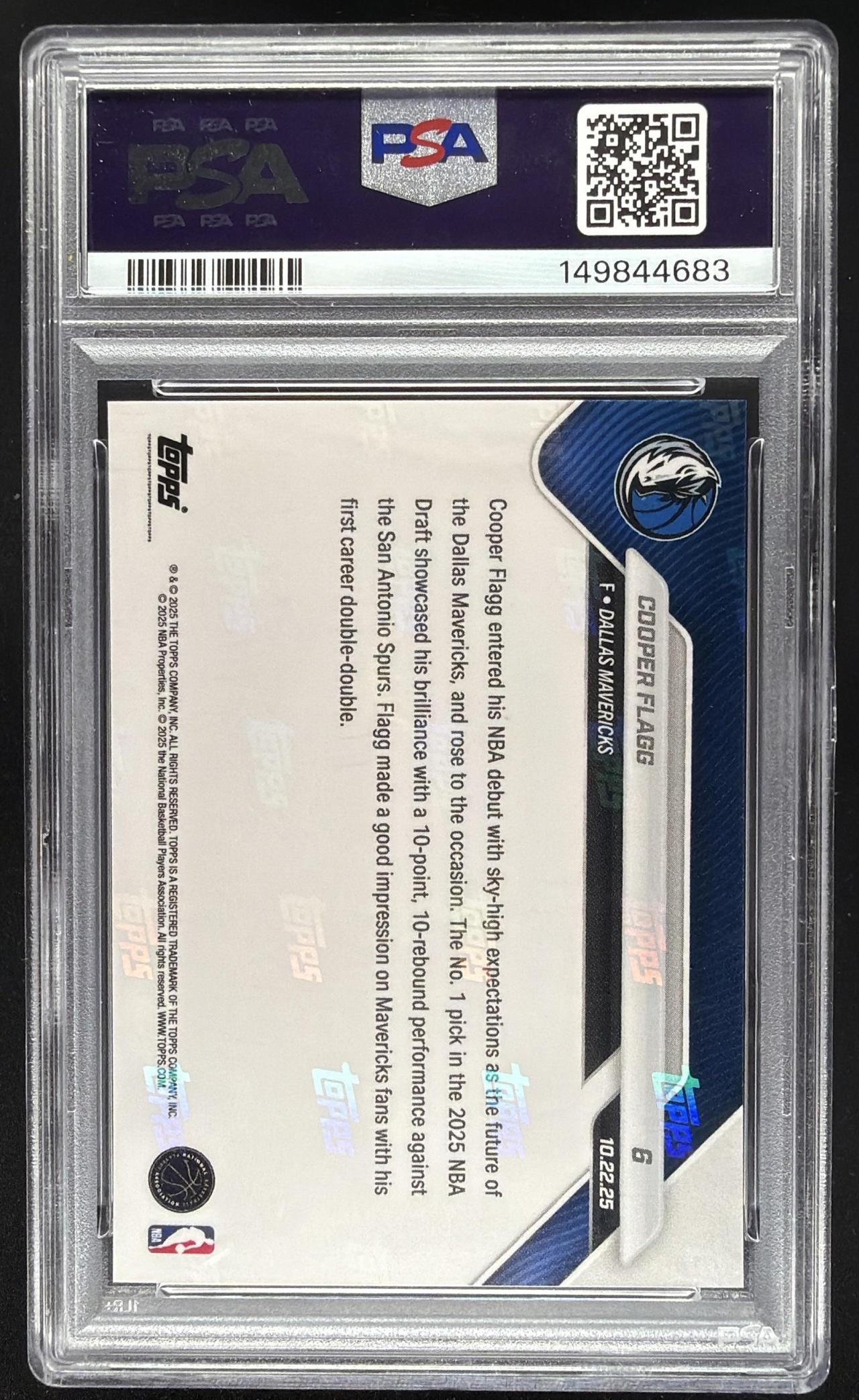 2025-26 Topps Now Cooper Flagg #6 - RC PSA 10