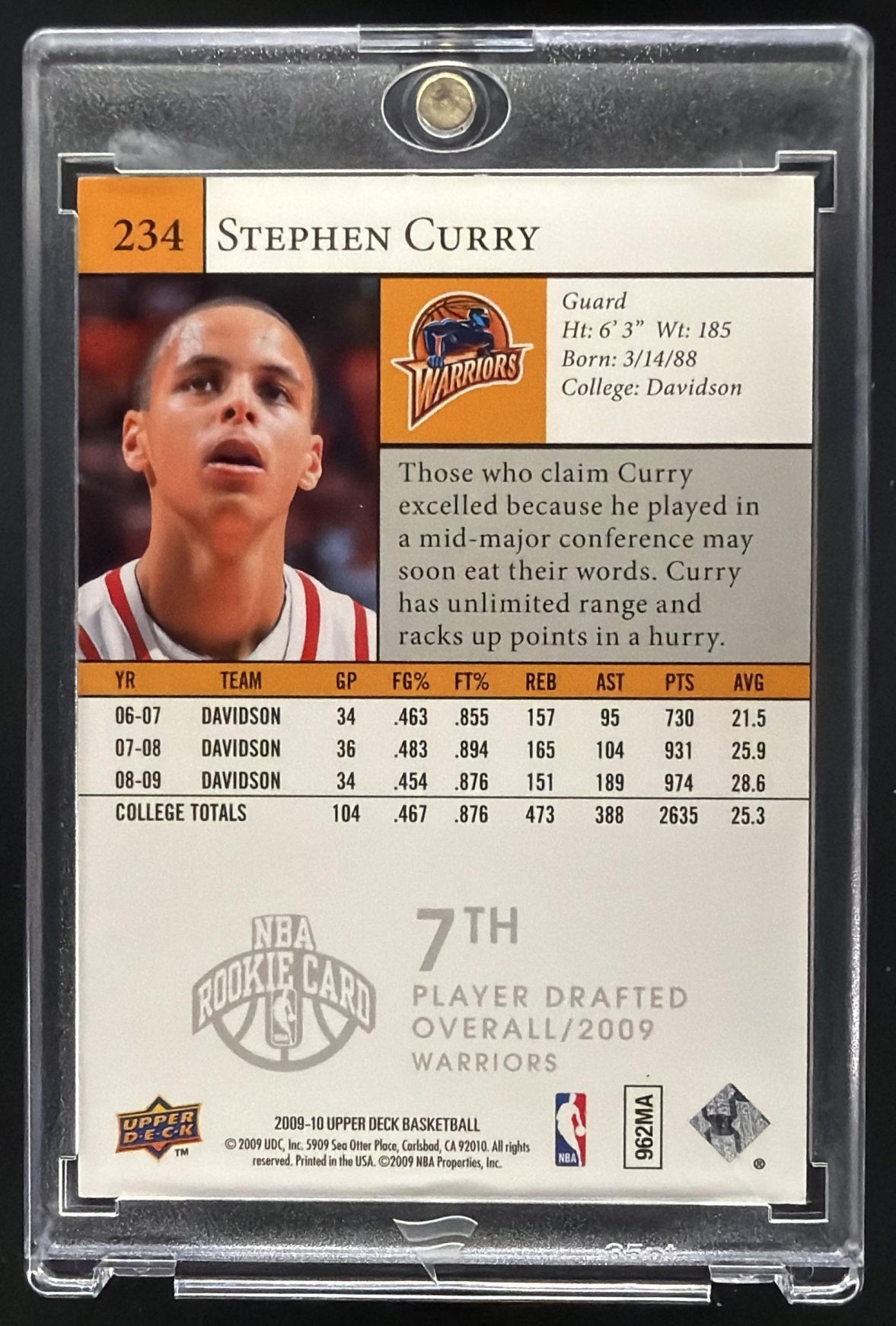 2009-10 Upper Deck Stephen Curry #234 RC