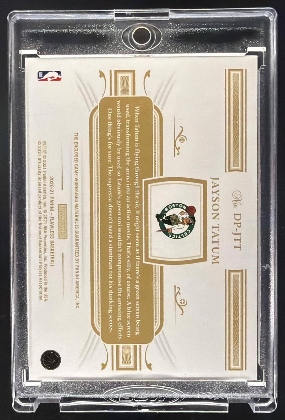 2020-21 Panini Flawless Jayson Tatum #DP-JTT Dual Patches Ruby 3/15