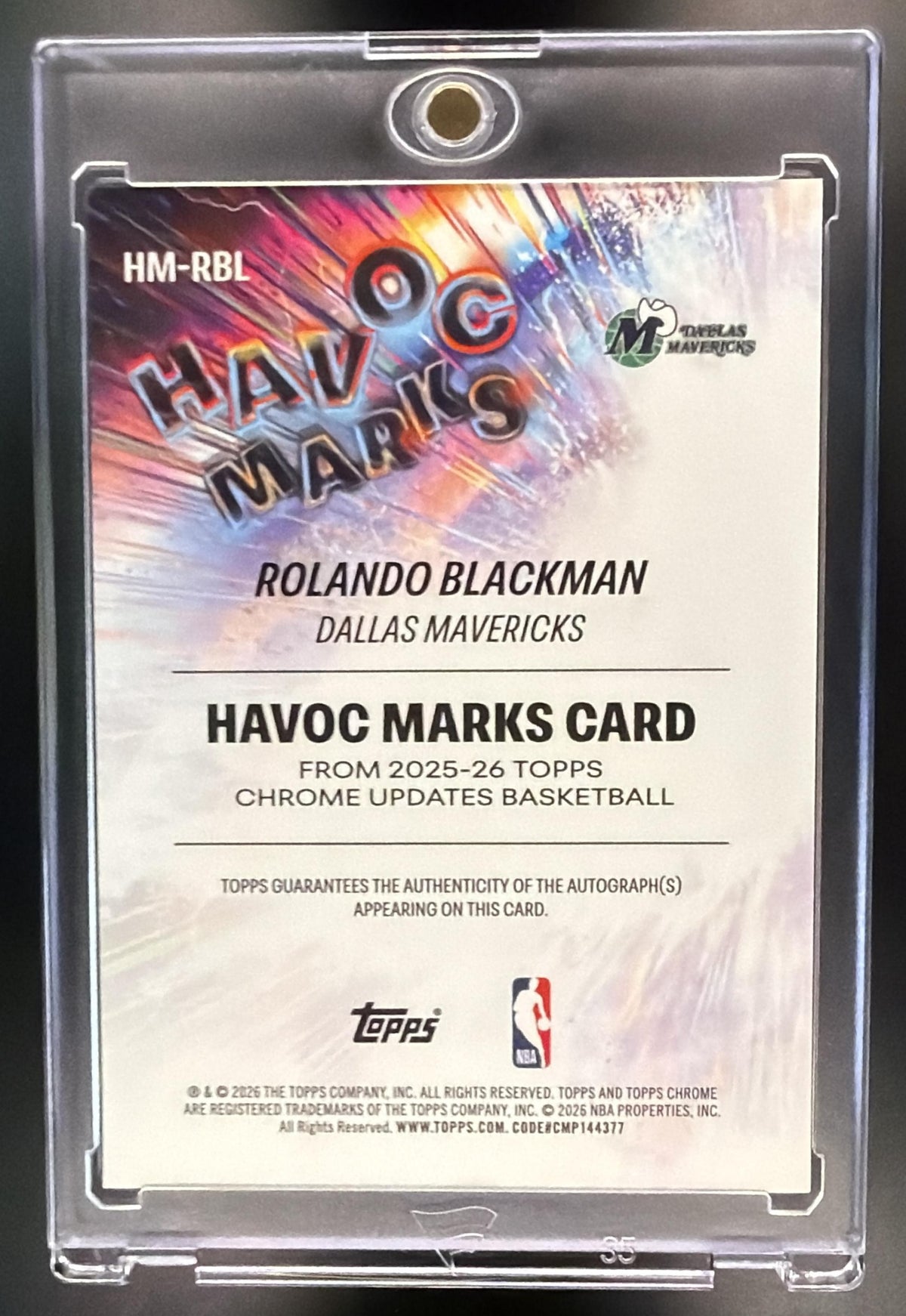 2025-26 Topps Chrome Update Rolando Blackman #HM-RBL Havoc Marks Red /5 Auto