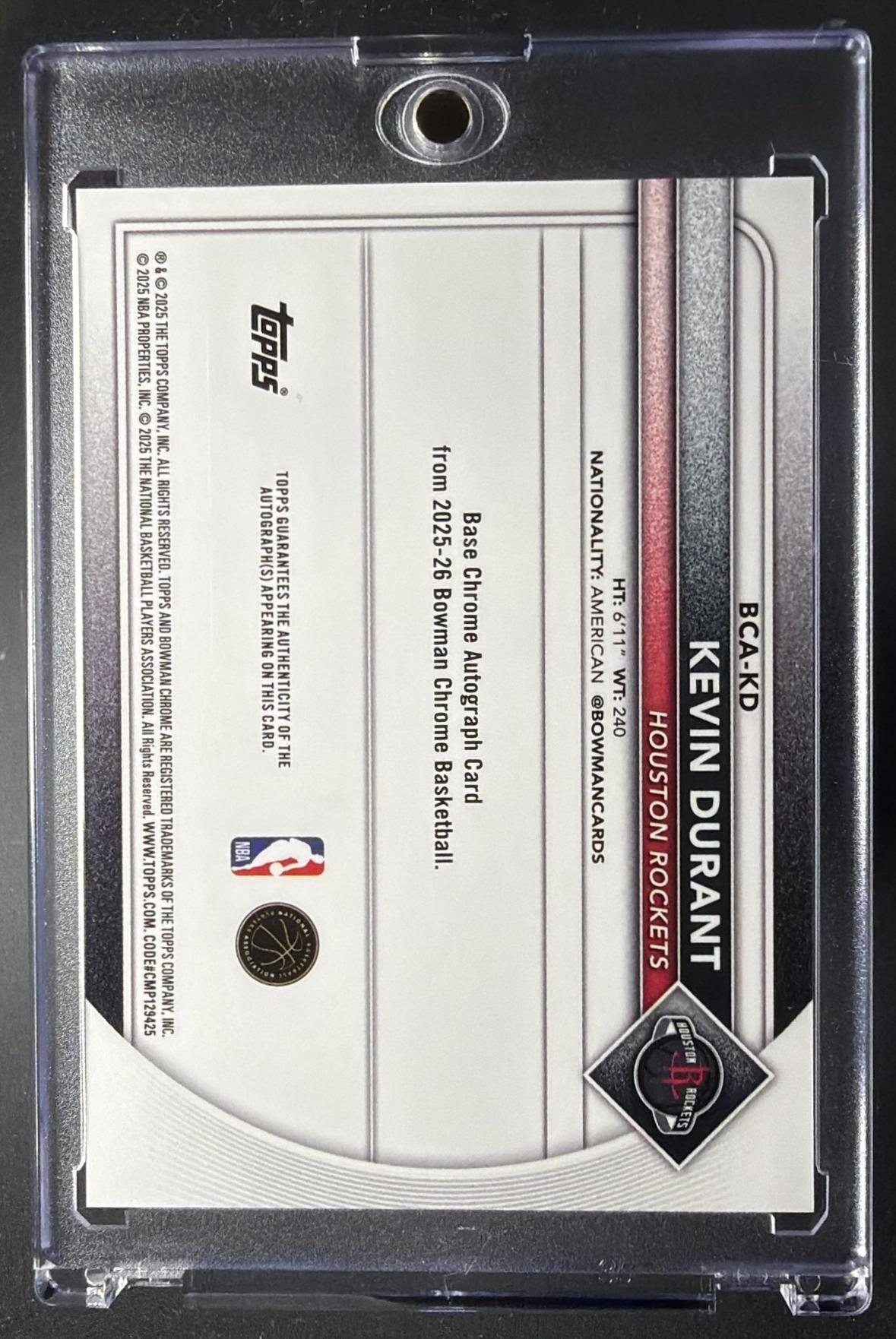 2025-26 Bowman Kevin Durant #BCA-KD Chrome Auto Orange Geometric Refractor 20/25