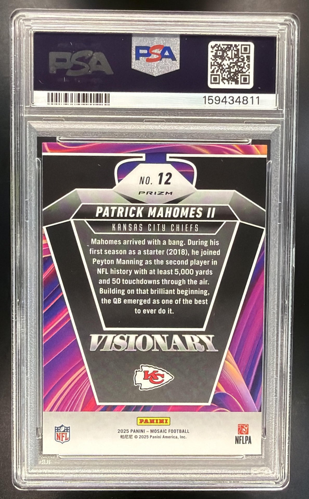 2025 Panini Mosaic Patrick Mahomes II #12 Visionary PSA 10