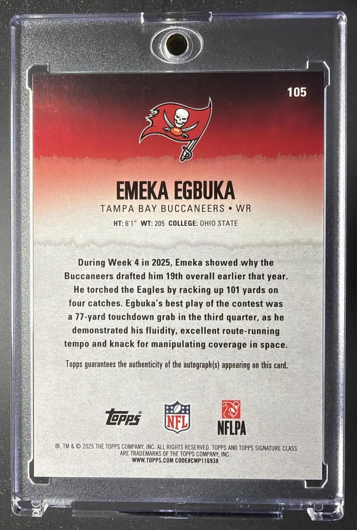2025 Topps Signature Class Emeka Egbuka #105 Rookie Chrome Auto RC
