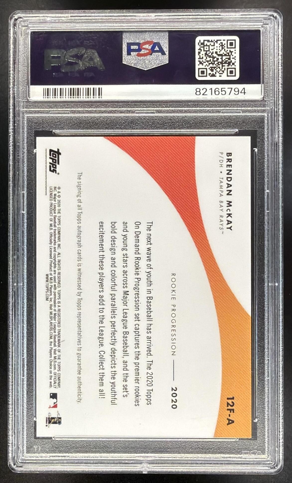 2020 Topps On-Demand Rookie Progression Brendan McKay #12F-A Auto Gold 1/1 PSA 10