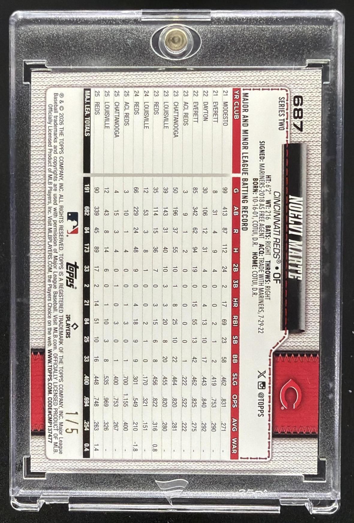 2026 Topps Series 2 Noelvi Marte #687 Red Foil 1/5