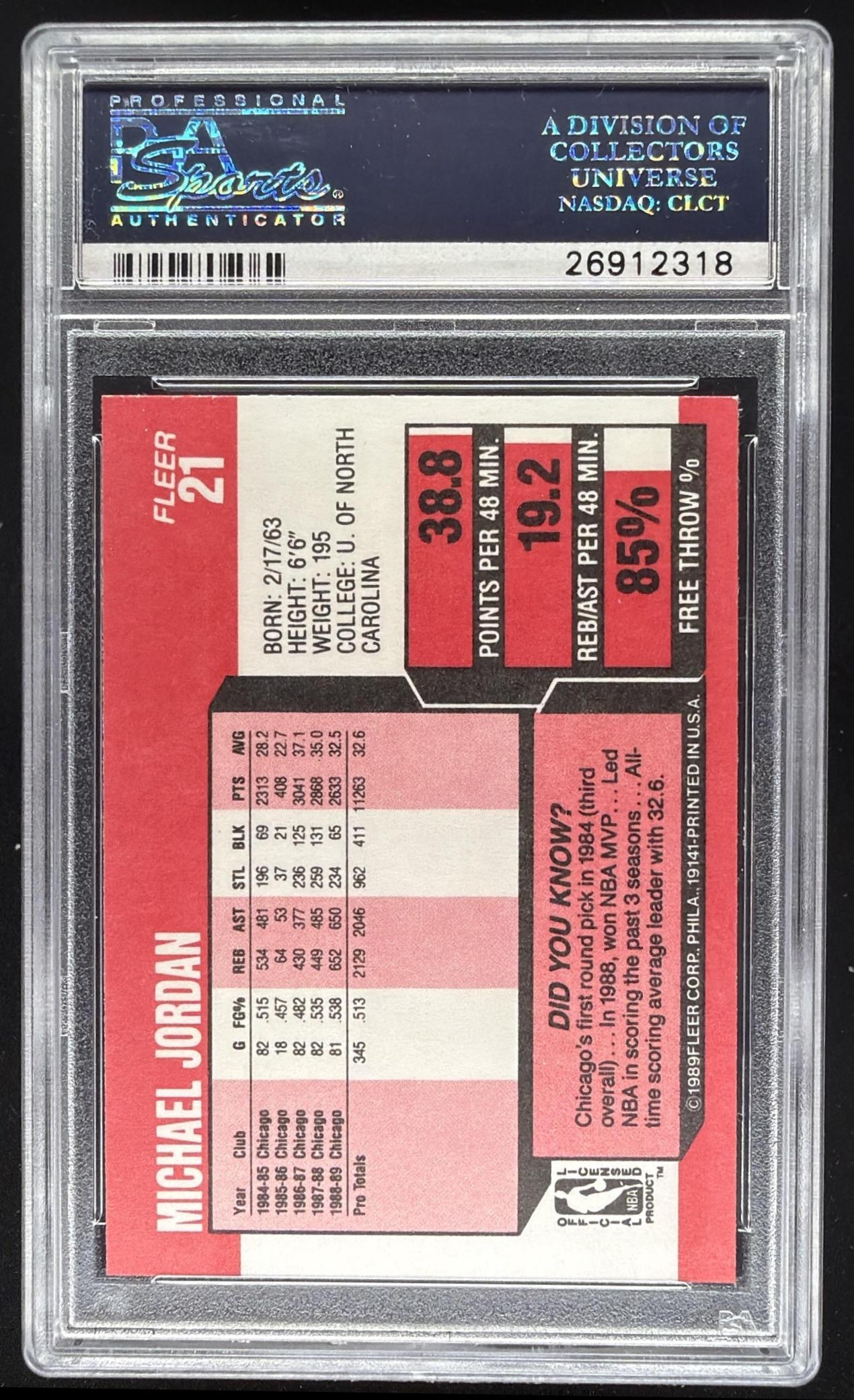 1989-90 Fleer Michael Jordan #21 Scoring Leader PSA 9