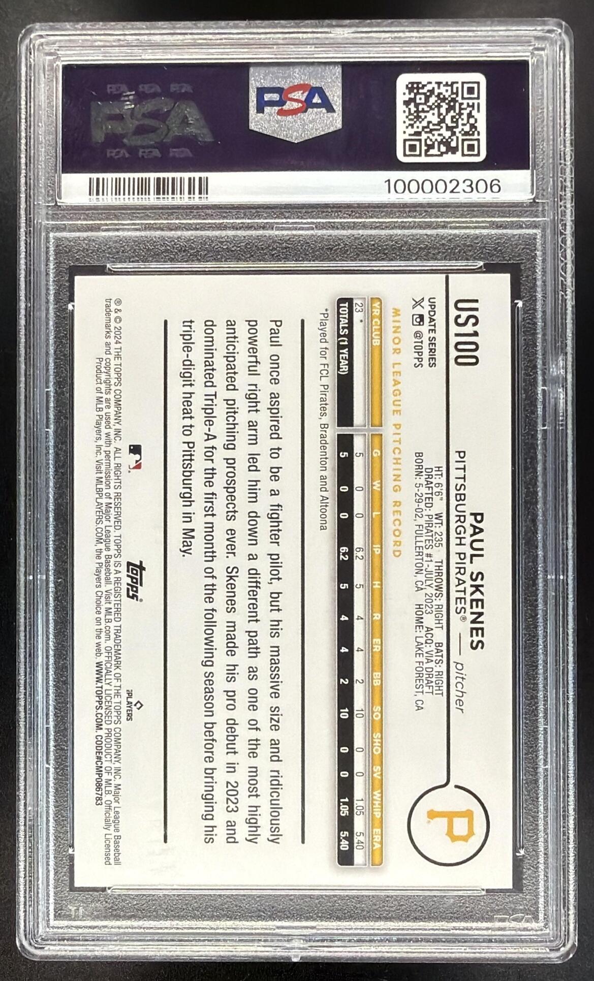 2024 Topps Update Paul Skenes #US100 Holiday Jack O'Lantern RC PSA 10